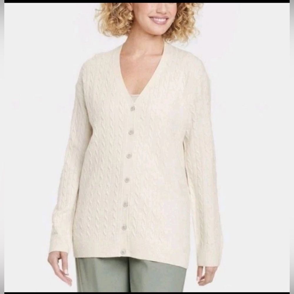 a new day Women's Cream Button-Up Cardigan